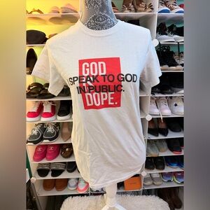 White GOD IS DOPE Graphic T-Shirt size Small